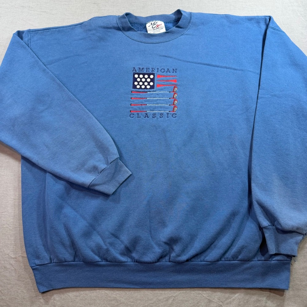 M&C Sport Sweatshirt Mens XXL Blue Good American Classic Golf Vintage Crewneck